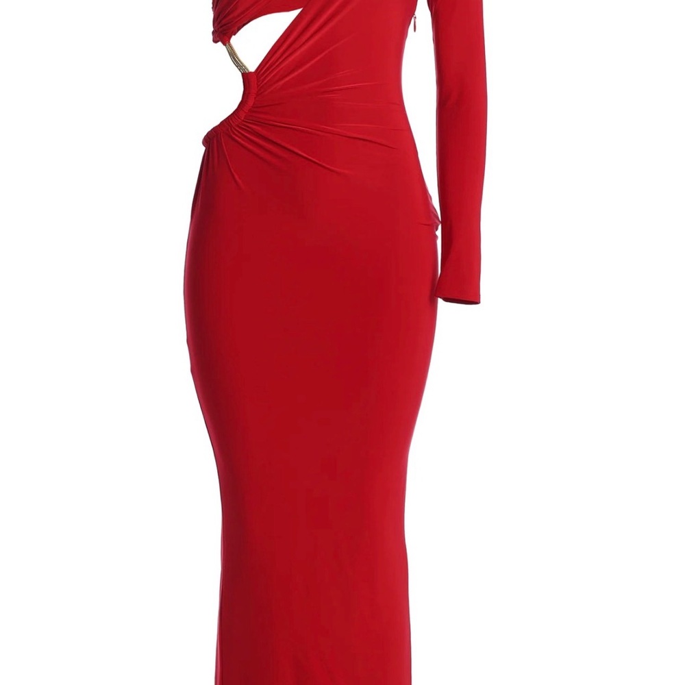 JLUXLABEL One Shoulder Red Dress